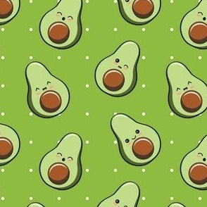 cute Kawaii avocados green