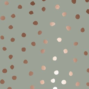 rose gold dots on sage