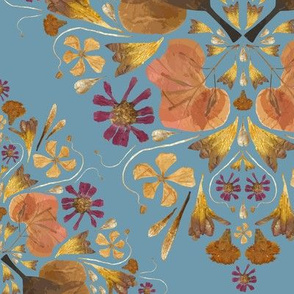 Dried flowers damask blue big scale