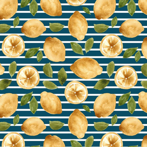 Lemon Grove with Blue and White Stripes - Large