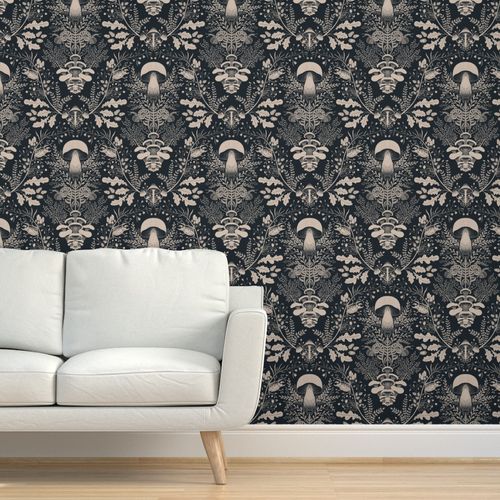 Peel-and-Stick Removable Wallpaper Rabbit Woodland Mushroom Damask Forest Baby