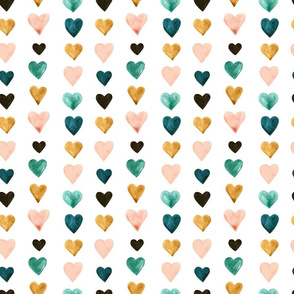 Colorful Retro Watercolor Hearts - Medium