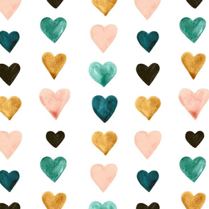 Colorful Retro Watercolor Hearts - Large
