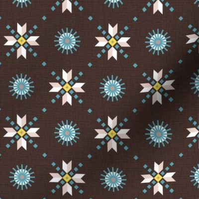 stars foulard blue on brown small