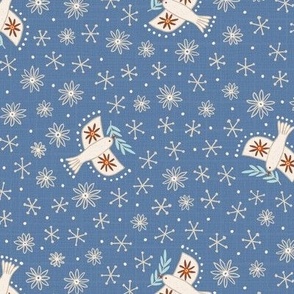 m - birds on blue - Nr.5. Coordinate for Peaceful Forest - 15"x 7.5" as fabric / 12"x 6" as wallpaper 