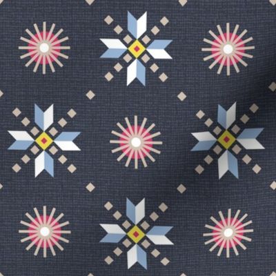 retro stars foulard on dark blue medium