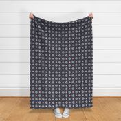 retro stars foulard on dark blue medium