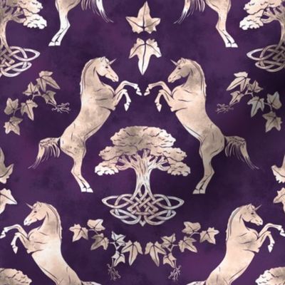 Unicorn Magic with Yggdrasil (rose gold on violet)