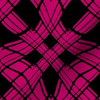 Large - Woven Ribbon Trellis in Hot Pink and Black