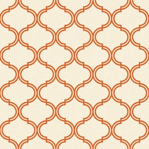 Ogee pattern Beige  Orange Burnt Small Scale