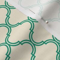 Ogee pattern Beige Green Small Scale