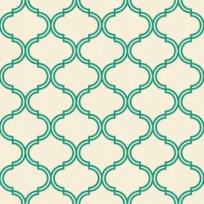 Ogee pattern Beige Green Small Scale