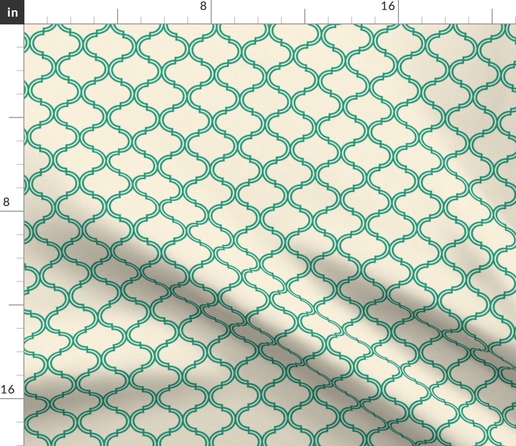 Ogee pattern Beige Green Small Scale