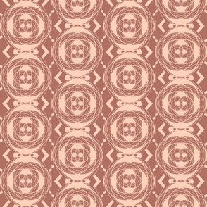 Celtic Knot Polka Dots  in Cocoa Brown on Tangerine Cream