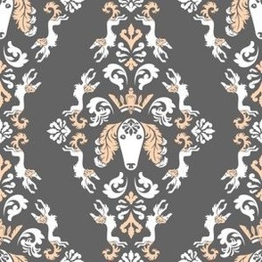 The Spirit of Saluki Damask (Gray) – Medium Scale