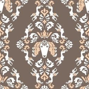 The Spirit of Saluki Damask (Taupe) – Medium Scale