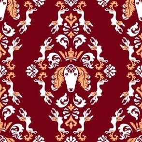 The Spirit of Saluki Damask (Red) – Medium Scale