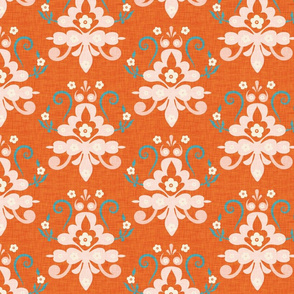 Modern Damask Orange Burnt Jumbo