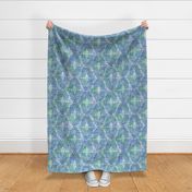 Blue Damask on Blue Green Sunprint Texture