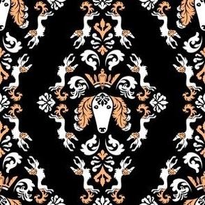 The Spirit of Saluki Damask (Black) – Medium Scale