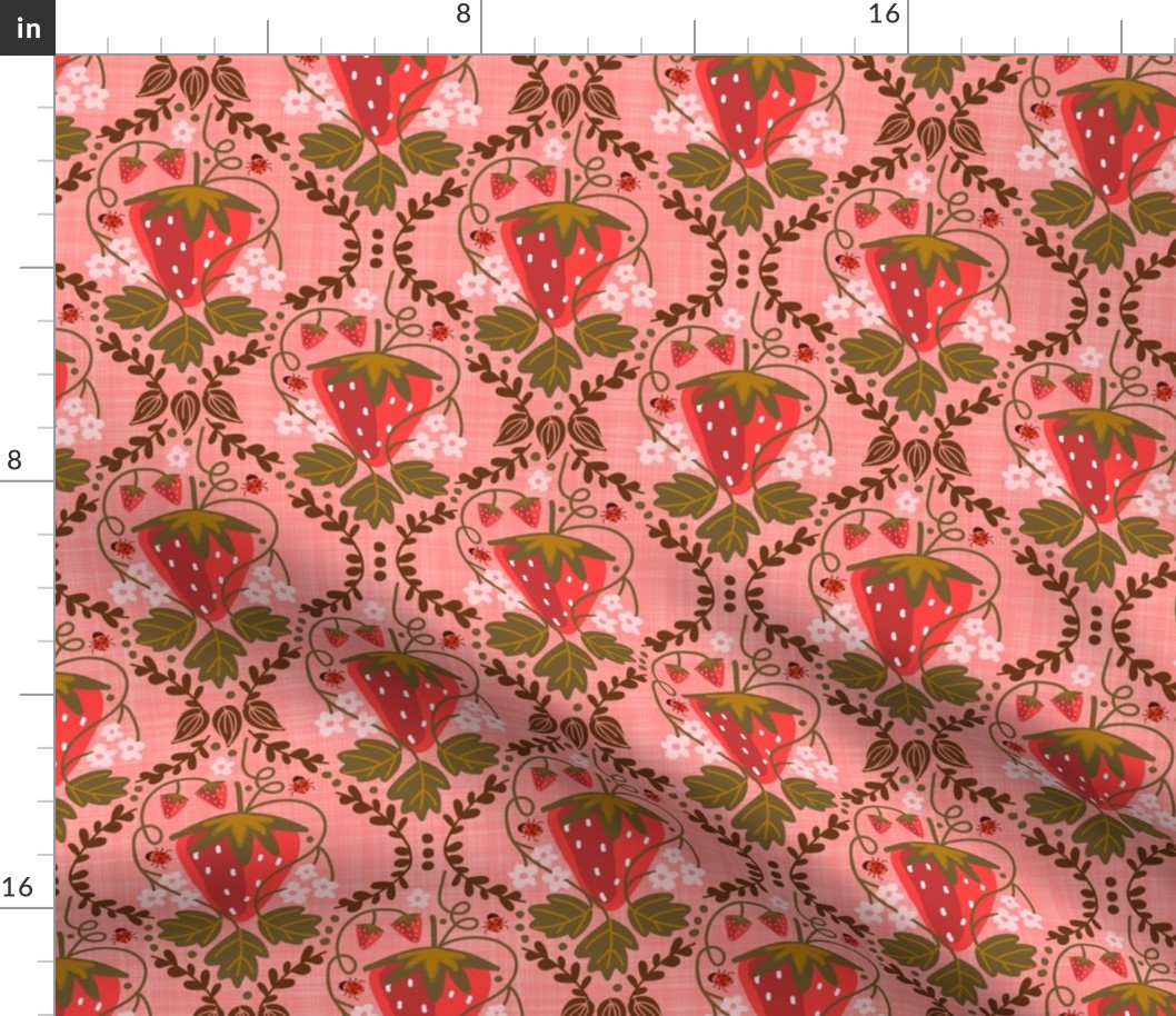 Strawberry Damask - Mustard