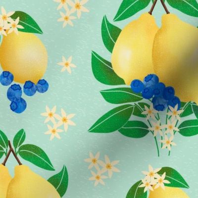 Lemons and Blueberries Reimagined Damask