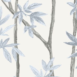 Soft Blue on Cream Climbing Branches