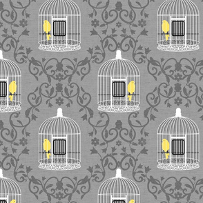 Yellow and Gray Canary Damask 2