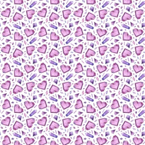 Medium  Glass Crystal Hearts and Shapes in Purple and Pink