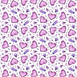 Small Glass Crystal Hearts and Shapes in Purple and Pink