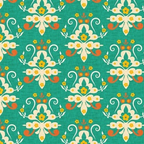 Modern Damask Green Teal