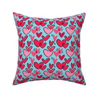 Valentines Day Hearts, Red Heart, Teal, Valentines Day Fabric, Valentines Day - Valentines Day - Valentines Day Fabric