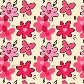 Valentines Day Flowers, Red Flowers, Pink Flowers, Valentines Day Fabric, Valentines Day - Valentines Day - Valentines Day Fabric