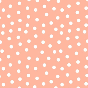 Tangerine Pink and White Polka Dots - Large