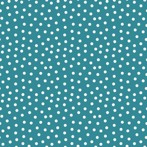 Turquoise and White Polka Dots - Medium