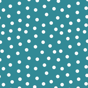 Turquoise and White Polka Dots - Large