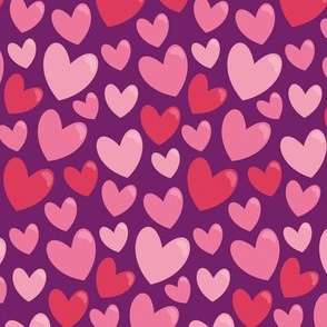 Valentines Day Hearts, Light Pink, White, Purple, Cute, Valentines Day Fabric, Valentines Day, Mask - Valentines Day - Valentines Day Fabric