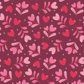 Valentines Day Hearts, Light Pink, Dark Pink, Flowers, Valentines Day Fabric, Valentines Day, Mask - Valentines Day - Valentines Day Fabric