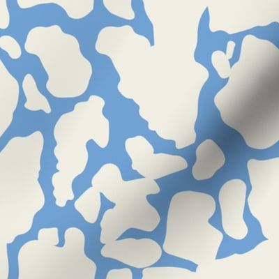 Cowhide Spot Print in Cloud White + Sky Blue