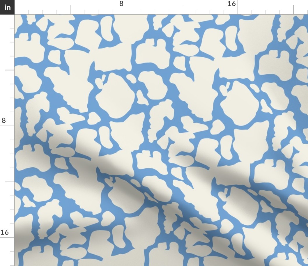 Cowhide Spot Print in Cloud White + Sky Blue