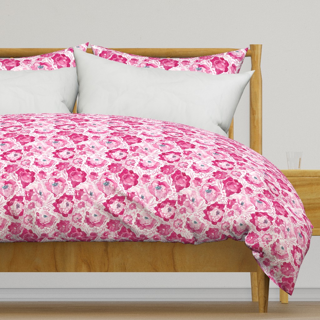 Rosy Floral Bright Pink Medium Scale