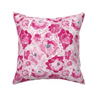 Rosy Floral Bright Pink Medium Scale