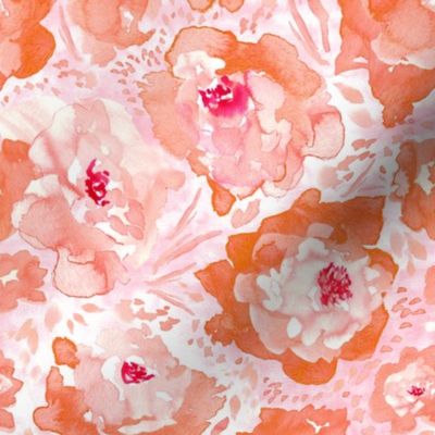 Rosy Floral Peach Medium Scale