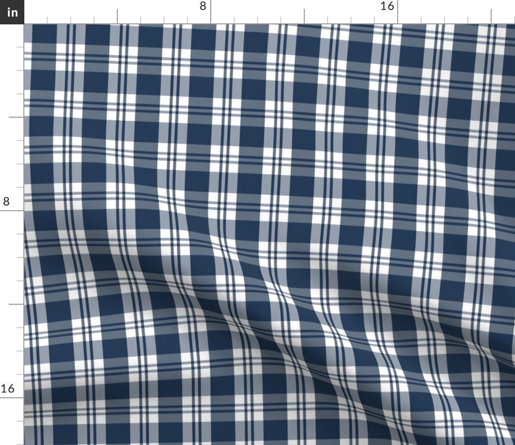 Navy Blue and White Plaid -6 inch