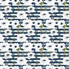 Avaleigh White Floral with Navy Blue Stripes 6 inch