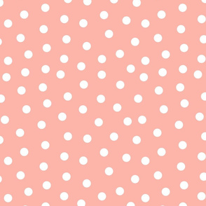 Peach Pink and White Polka Dot - Large