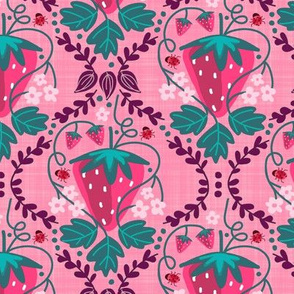 Strawberry Damask - Magenta