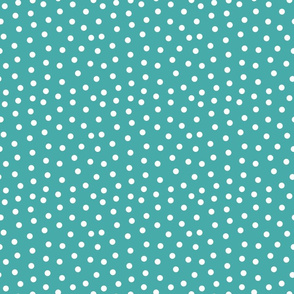 Aqua Blue and White Polka Dot - Medium