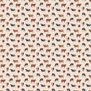 Cute Cows on Blush Pink with Dots - Small