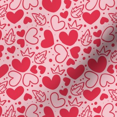 Valentines Day Hearts Mask Pattern Red Light Pink Bolt Doodle Cute, Valentines Day Fabric, Valentines Day - Valentines Day - Valentines Day Fabric